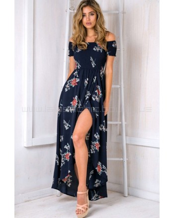 Inside Job Maxi Dress Navy Blue Floral